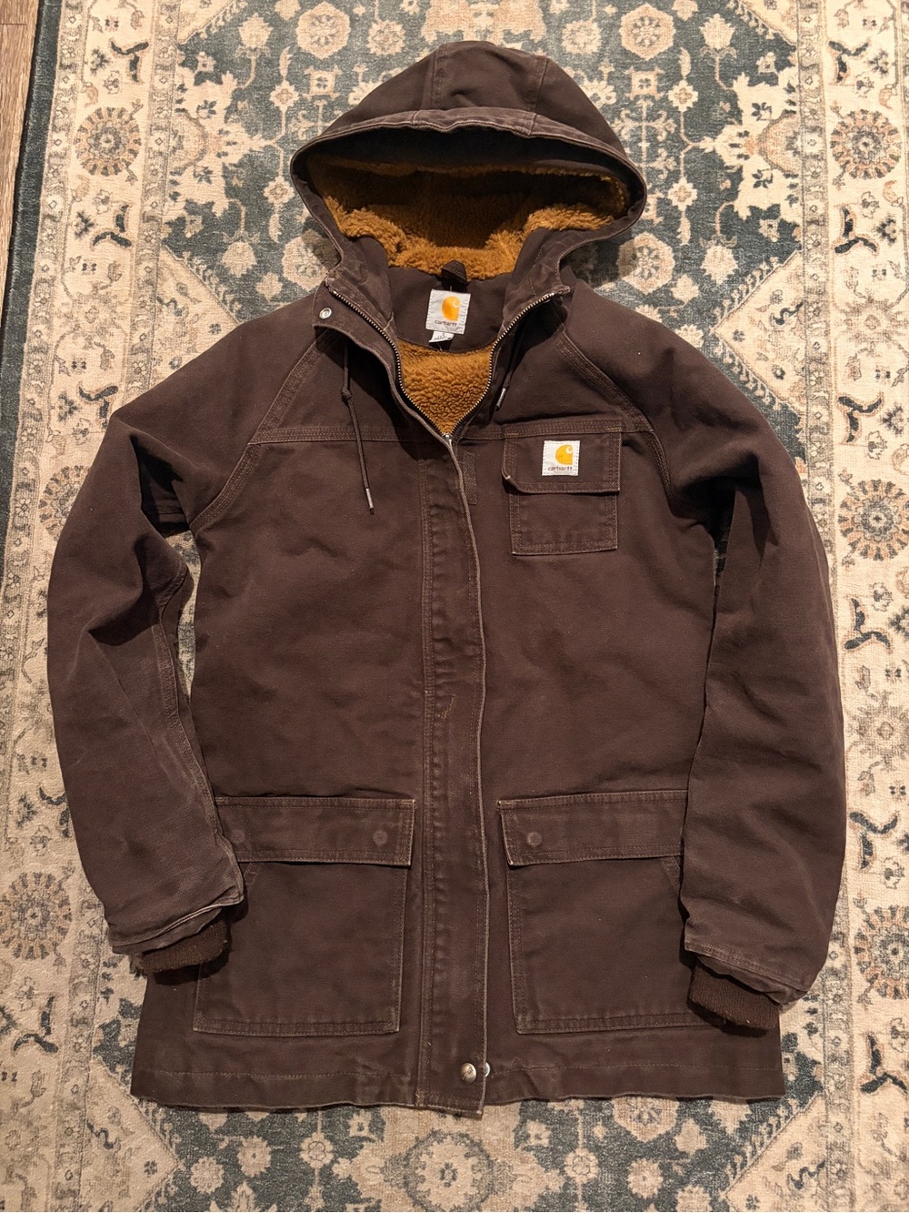 Carhartt women’s Detroit coat brown Sherpa lined size small